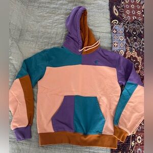 Champion Colorblock Hoodie - Purple, Teal, Peach, Brown